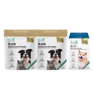 皮膚健康能量組｜寵物魚油粉 30包x2＋犬寶膚立好 60顆