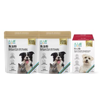 心臟能量呵護組｜寵物魚油粉 30包x2＋犬寶珍心動 60顆