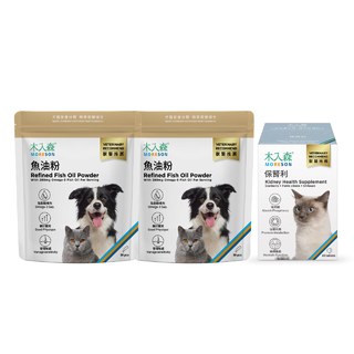 腎臟輕鬆代謝組｜寵物魚油粉 30包x2＋貓咪保腎利 60顆