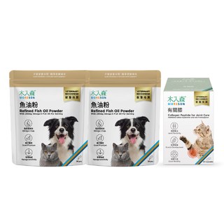 靈活關節保健組｜寵物魚油粉 30包x2＋貓咪有關膝 60顆